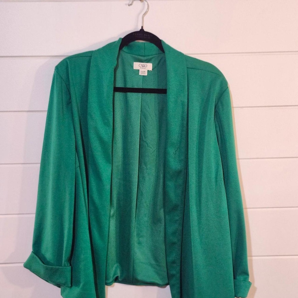 Cato Woman Emerald Green Draped Front Blazer Cuffed Sleeve Plus Size 26/28W